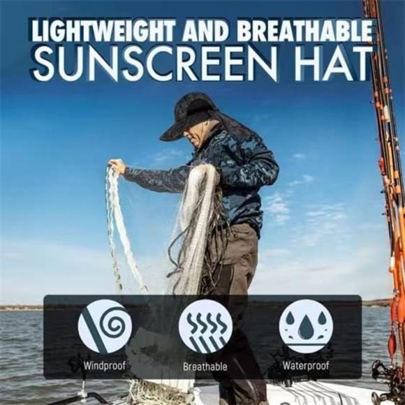 Outdoor Sun Hat for Men with 50+ UPF Protection Safari Cap Wide Brim Fishing Hat - Picture 6 of 6